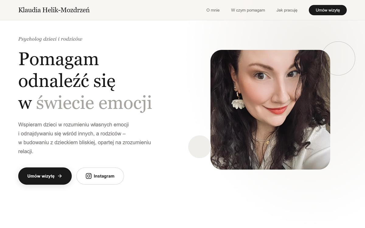Screenshot strony Claudia Psychology - Psycholog Dzieci i Rodziców